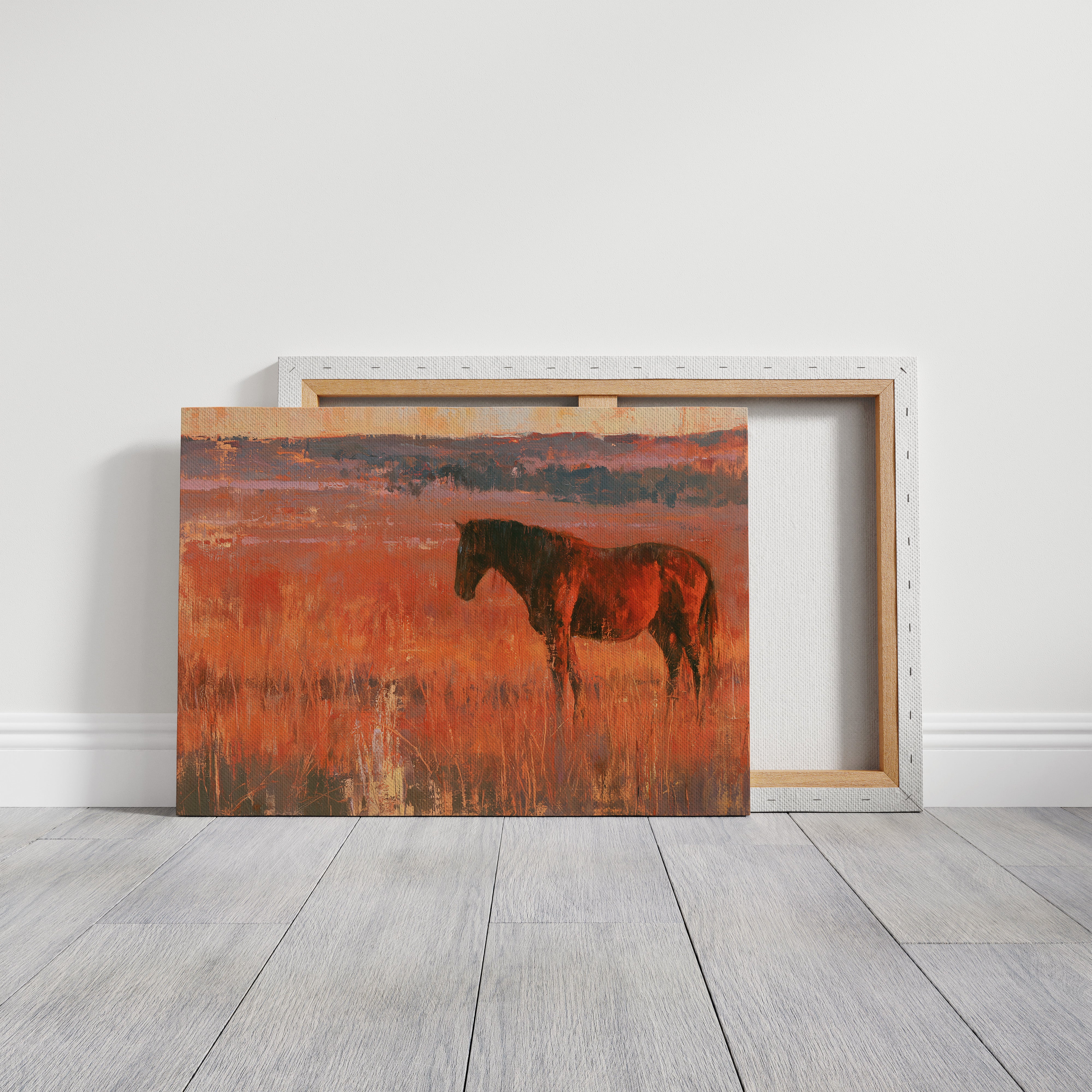 Grazing Horse, Crimson Dusk