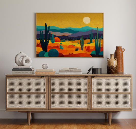 Saguaros Dance Under Golden Moons