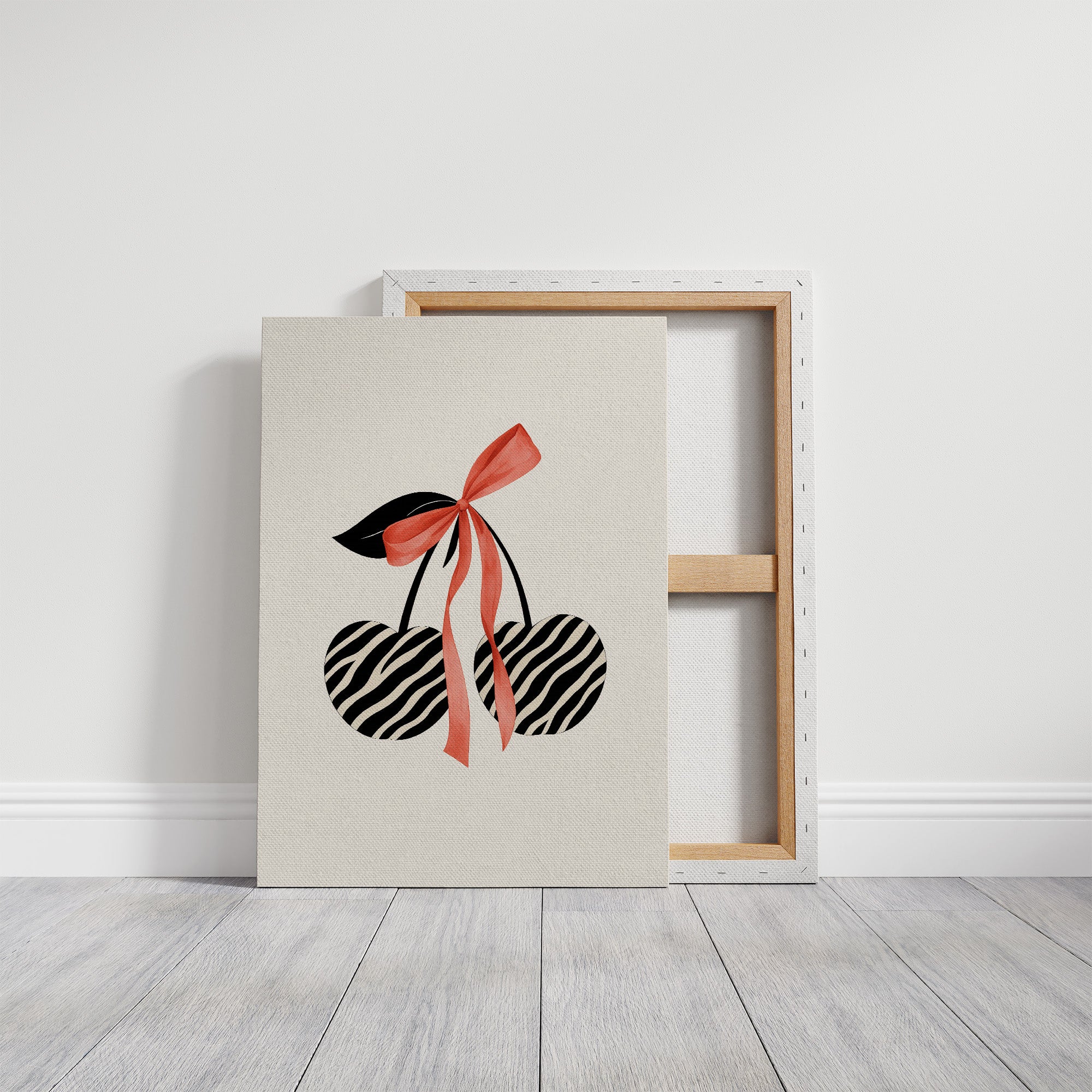 Zebra Cherries Tied With Coral Silk