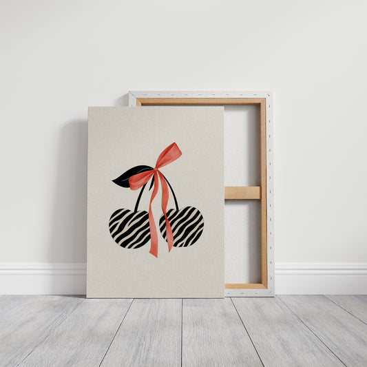 Zebra Cherries Tied With Coral Silk