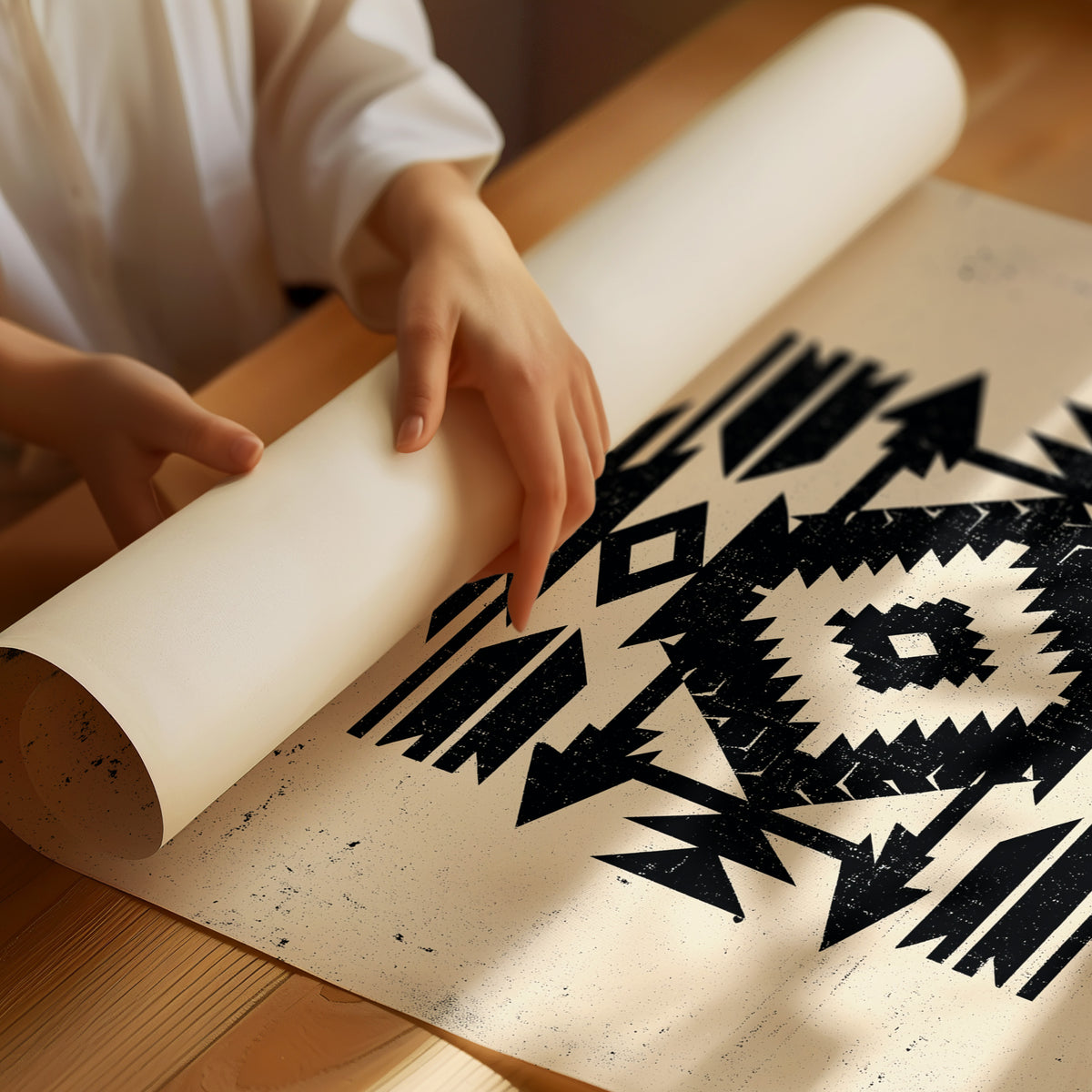 Distressed Black Aztec Arrow Medallion