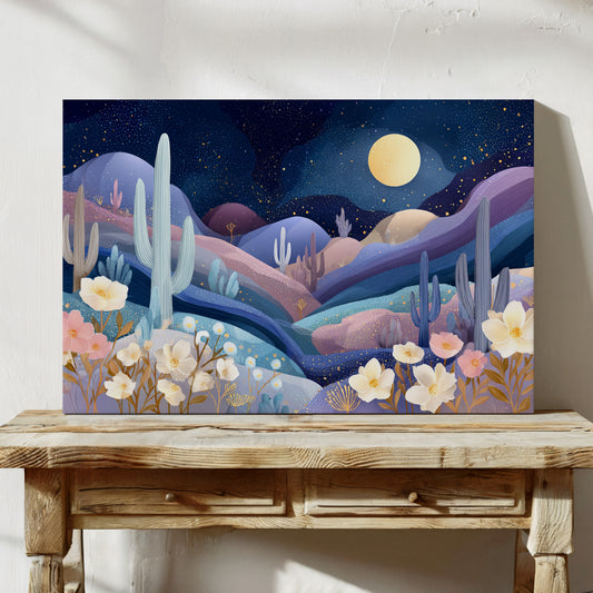 Desert Cosmos Blooms Under Moonlight