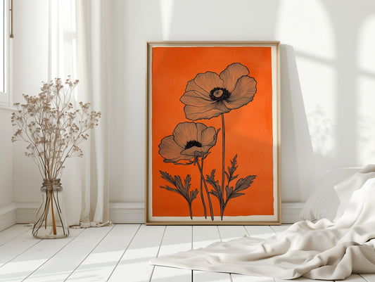 Poppies Draw Lines Against Sunset
