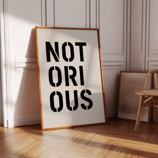 Notorious Bold Stencil Typography Print