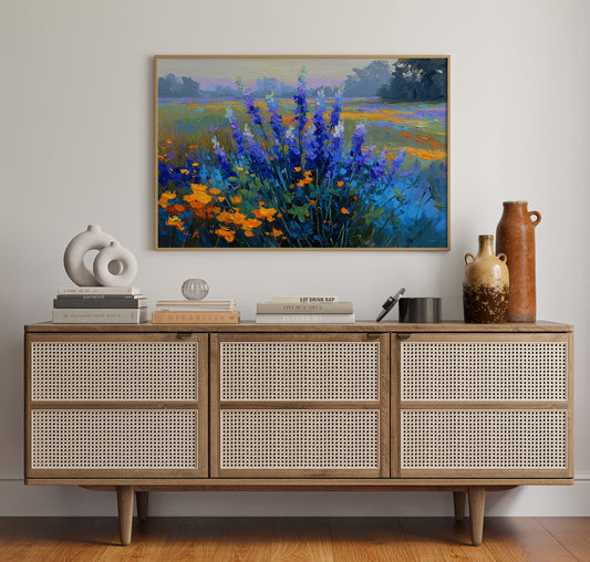 Delphiniums Dance With Golden Poppies