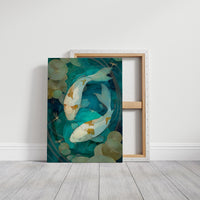 Koi Circle Through Lotus Depths