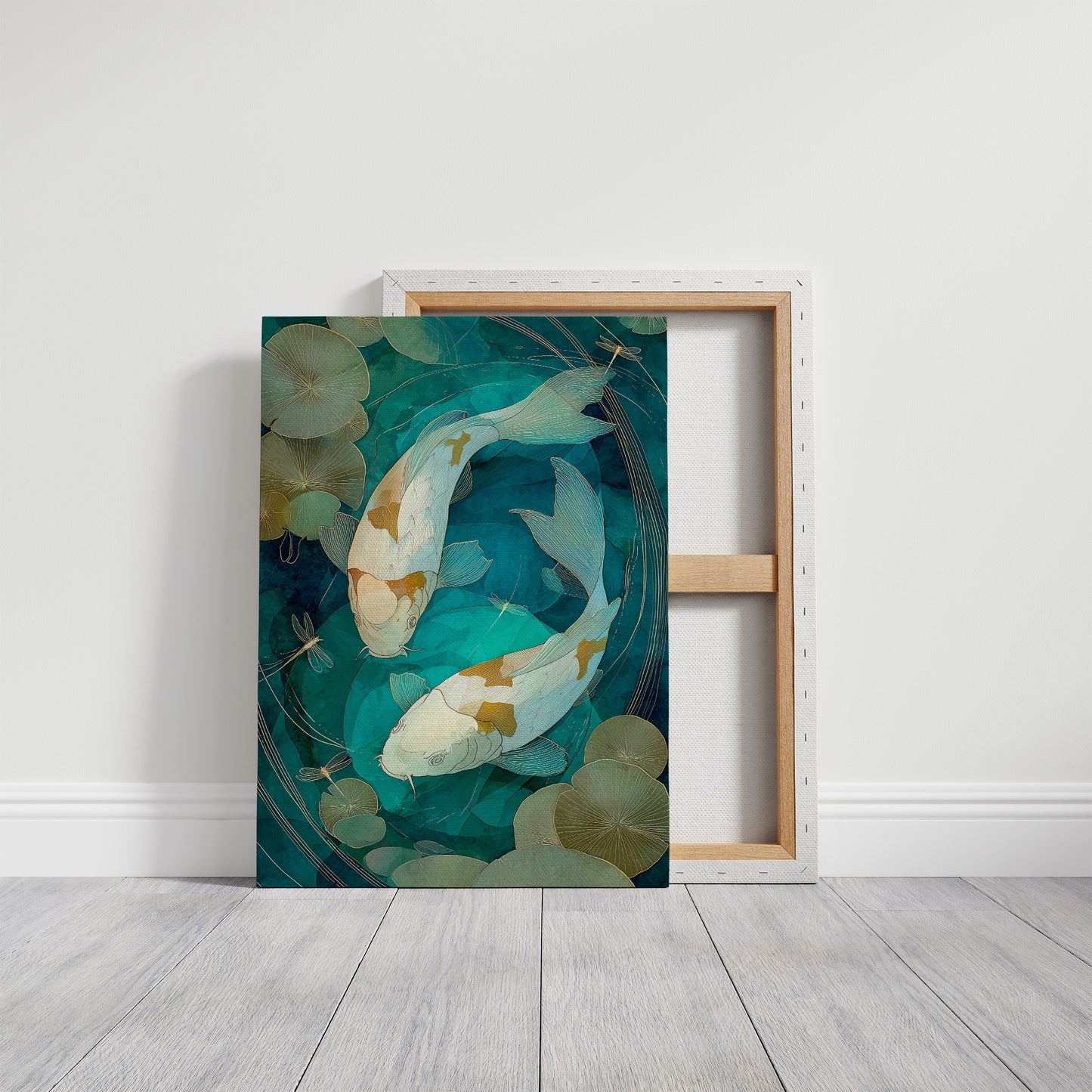 Koi Circle Through Lotus Depths
