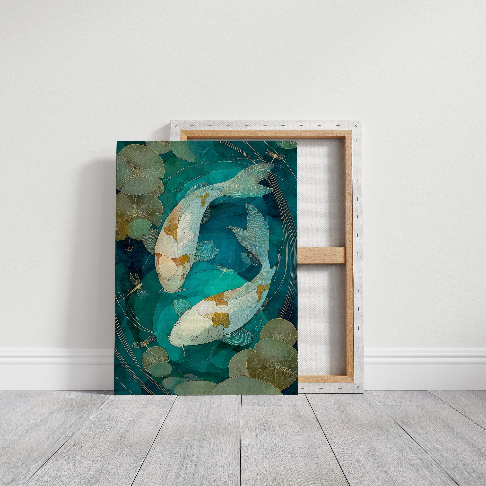 Koi Circle Through Lotus Depths