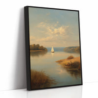 Solitary Sail Through Golden Harbor