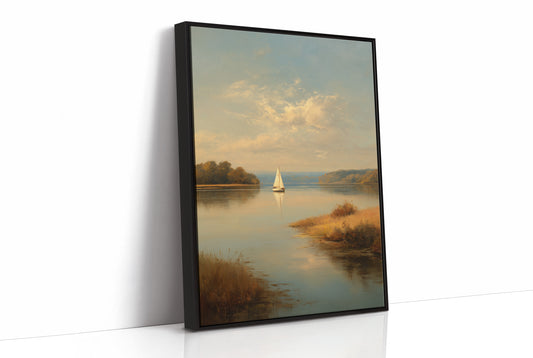 Solitary Sail Through Golden Harbor