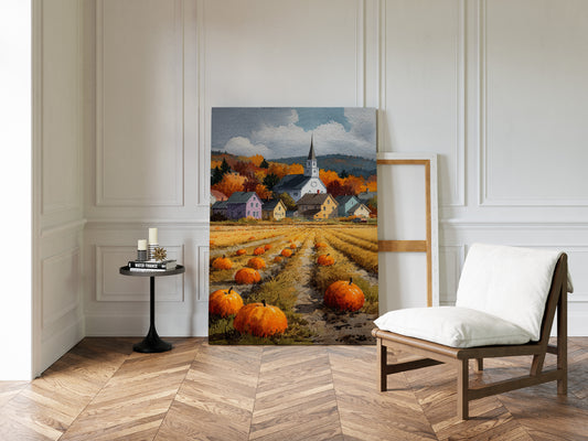 Pumpkins Rest Below Church Spires