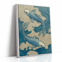 Azure Koi Dance Through Clouds