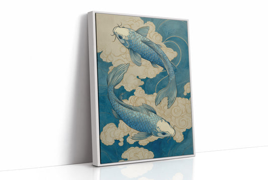 Azure Koi Dance Through Clouds