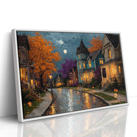 Autumn Glow on Cobblestone Lane
