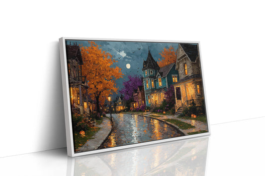 Autumn Glow on Cobblestone Lane