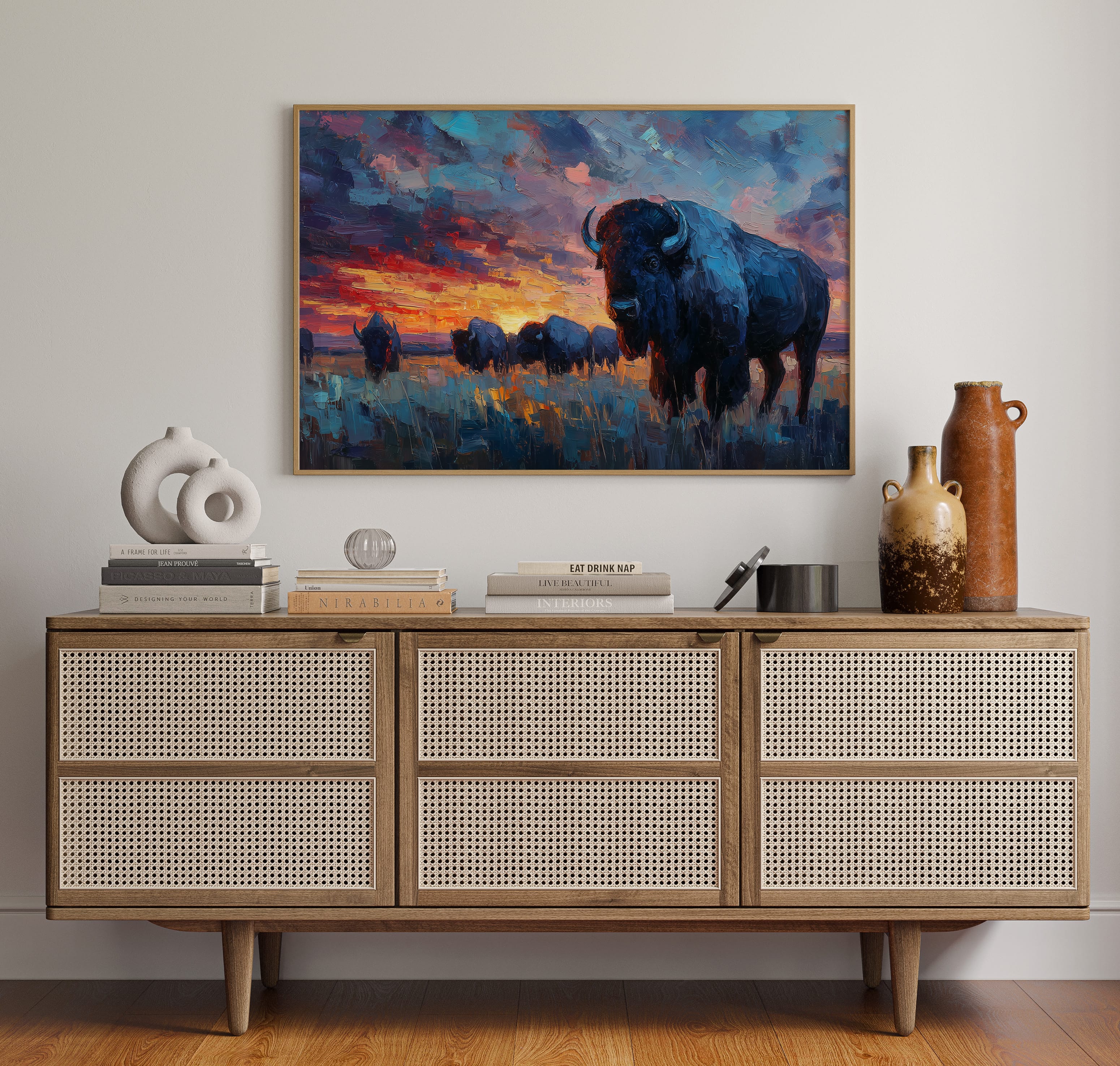 Prairie Giants Watch The Fire Sky