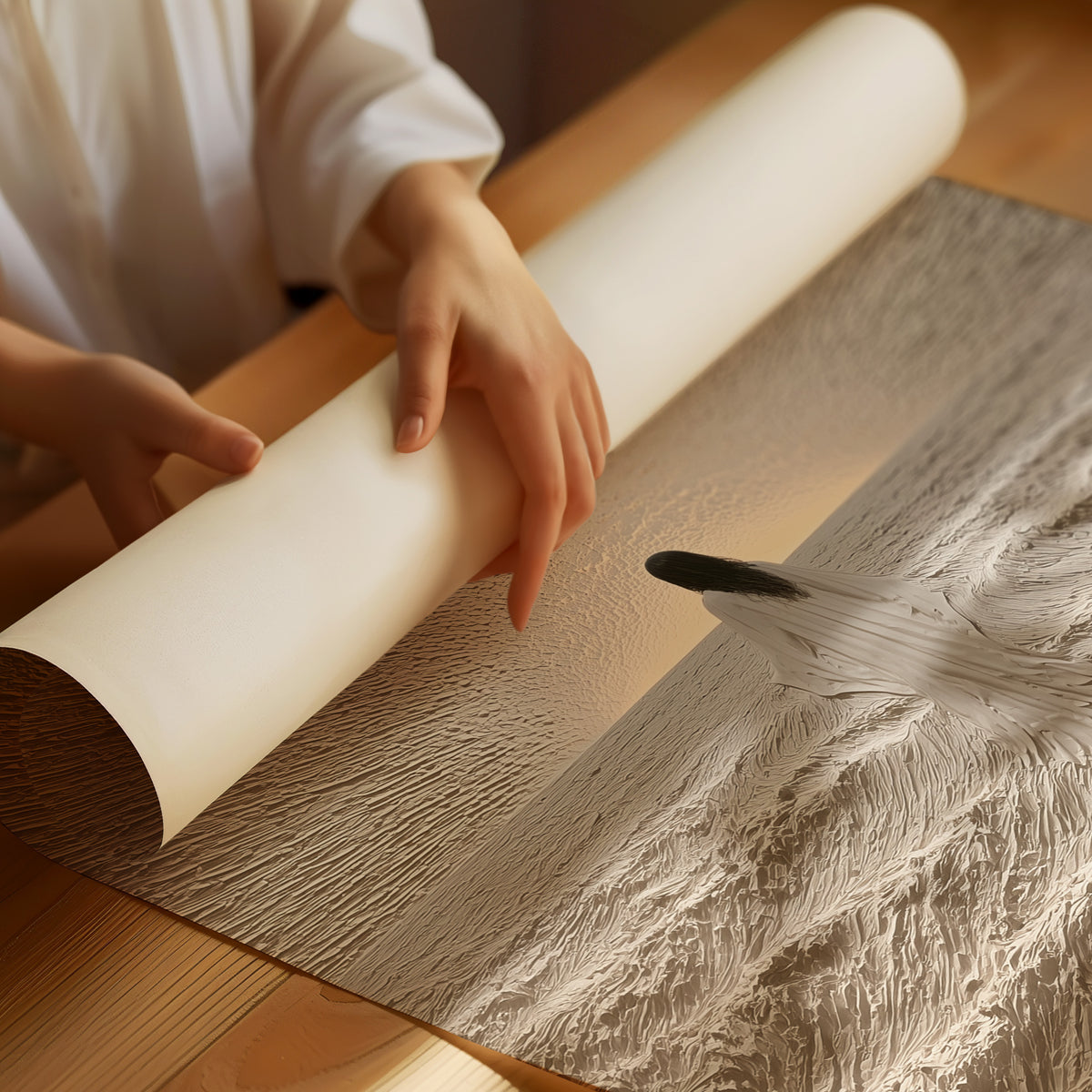 Robed Figure Facing Ocean Horizon