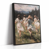 Summer Girls Rush Toward Mountains