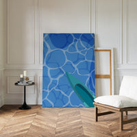 Surfboard Glides Through Crystal Waters