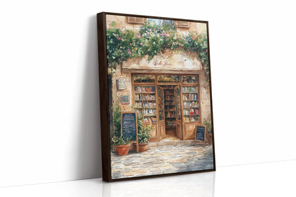 Charming French Bookstore – Vintage European Street Scene Wall Art