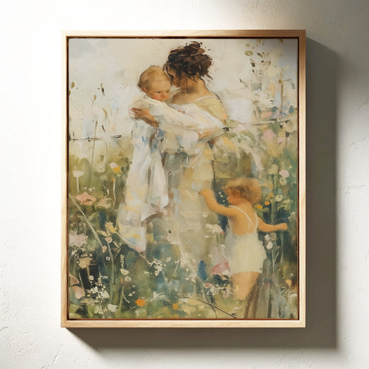 Mother and Children in the Summer Meadow