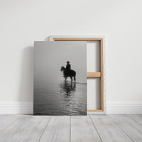 Rider Stands Still In Morning Fog