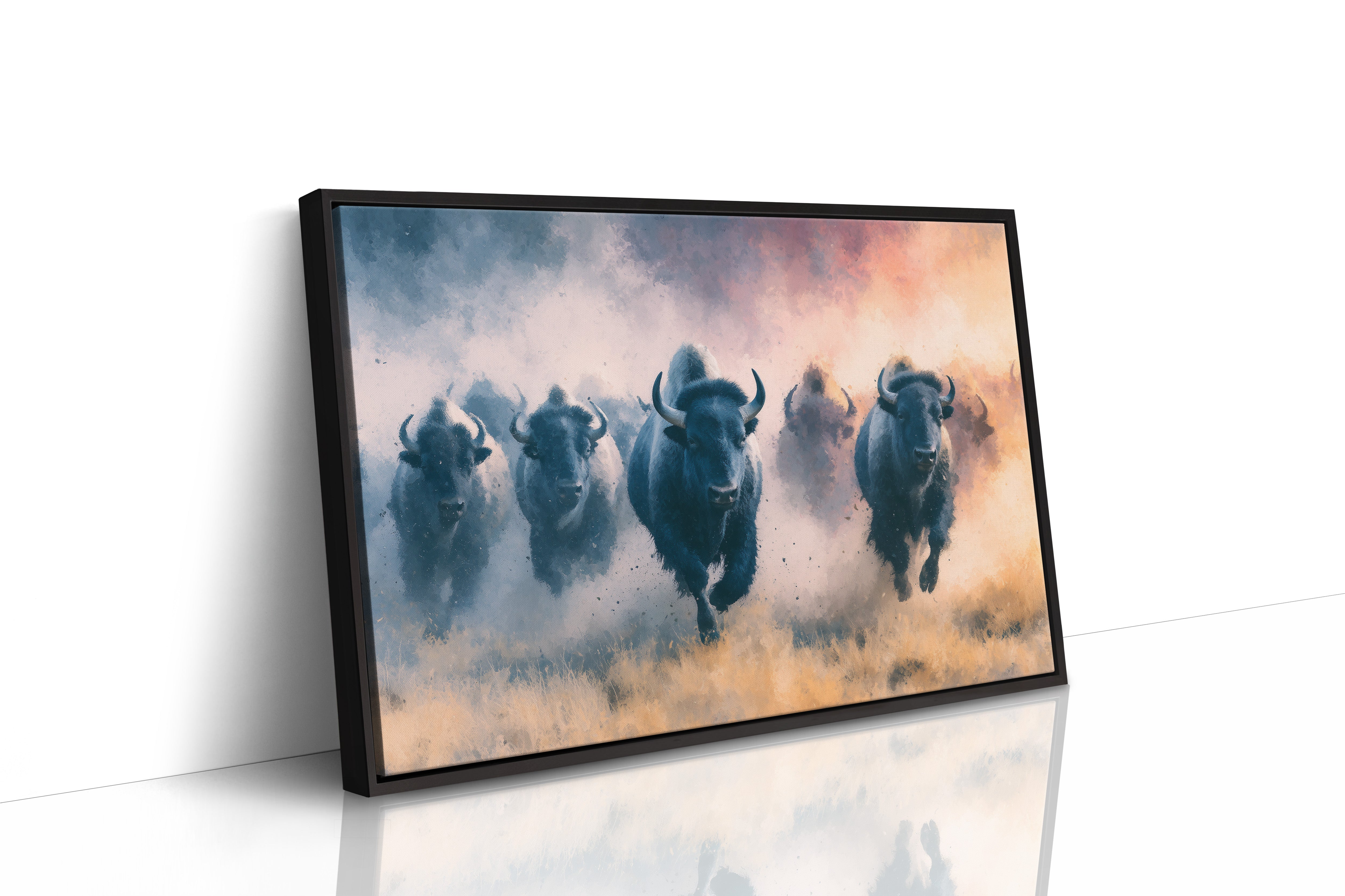 Bison Stampede Through Golden Dust