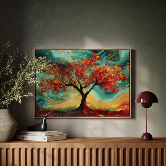 Autumn's Fire Dances With Turquoise Skies