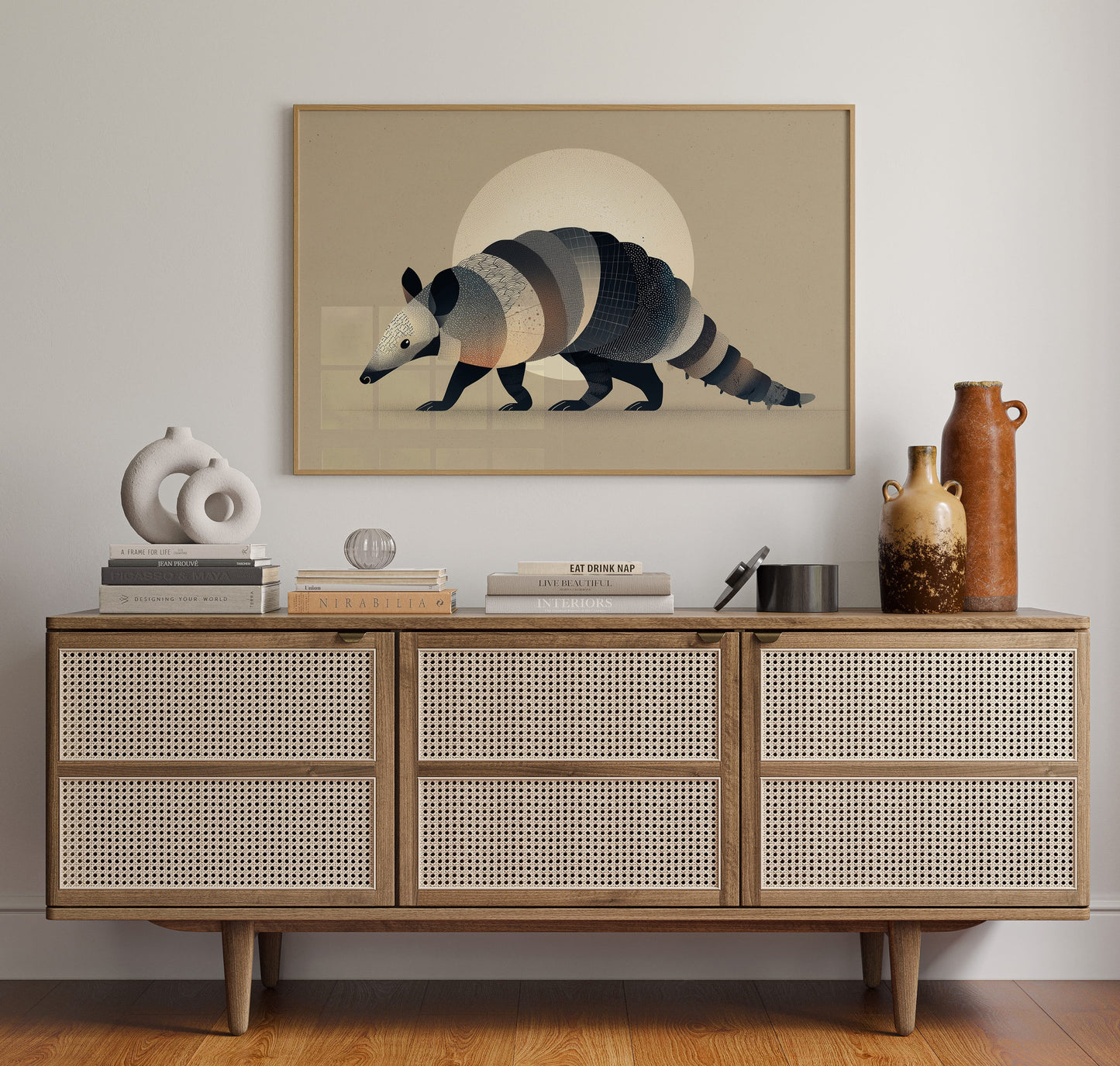 Moonlit Armadillo Carries Desert Patterns