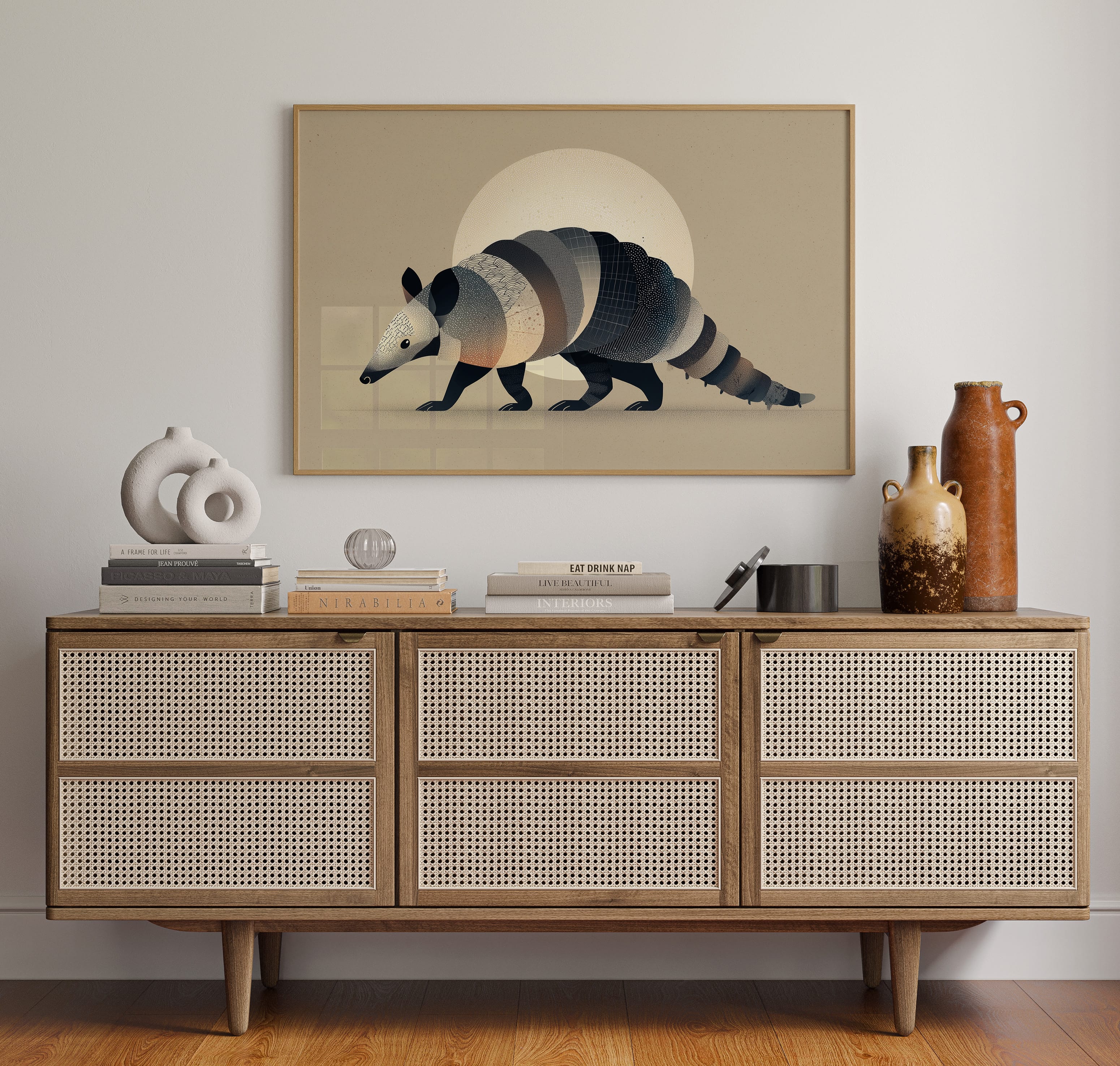 Moonlit Armadillo Carries Desert Patterns