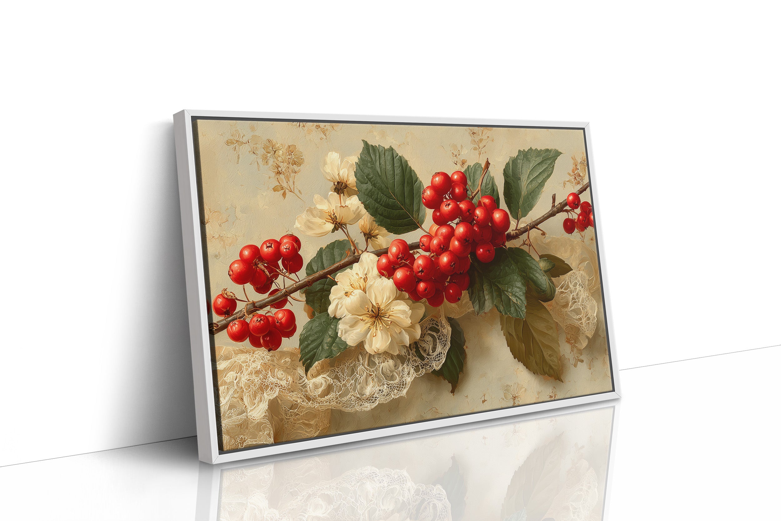 Rowan Berries on Antique Lace