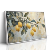 Mediterranean Lemon Branch: Elegant Botanical Canvas Wall Art