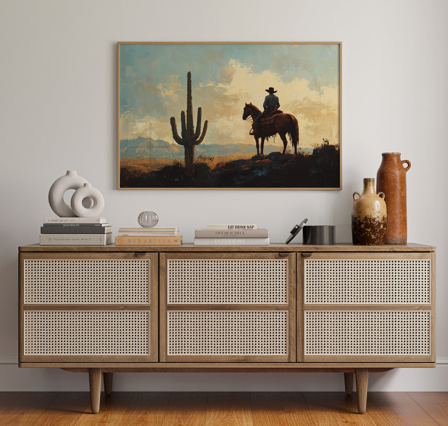 Cowboy Sundown by the Saguaro