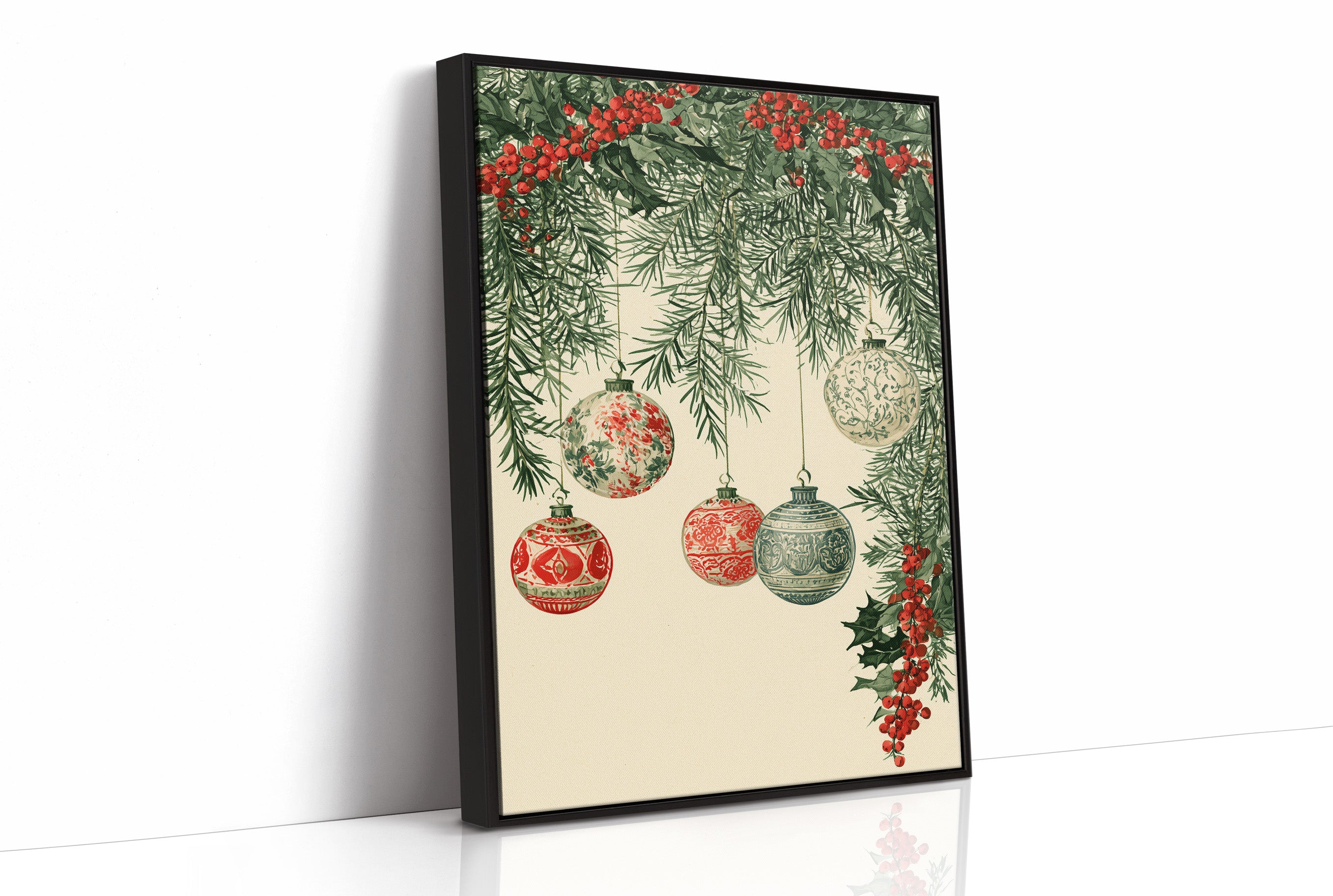 Patterned Baubles, Holly Framed