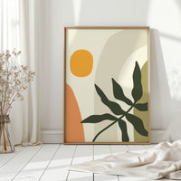 Sunlit Leaves Against Soft Curves