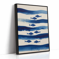 Blue Fish Swim Between Waves