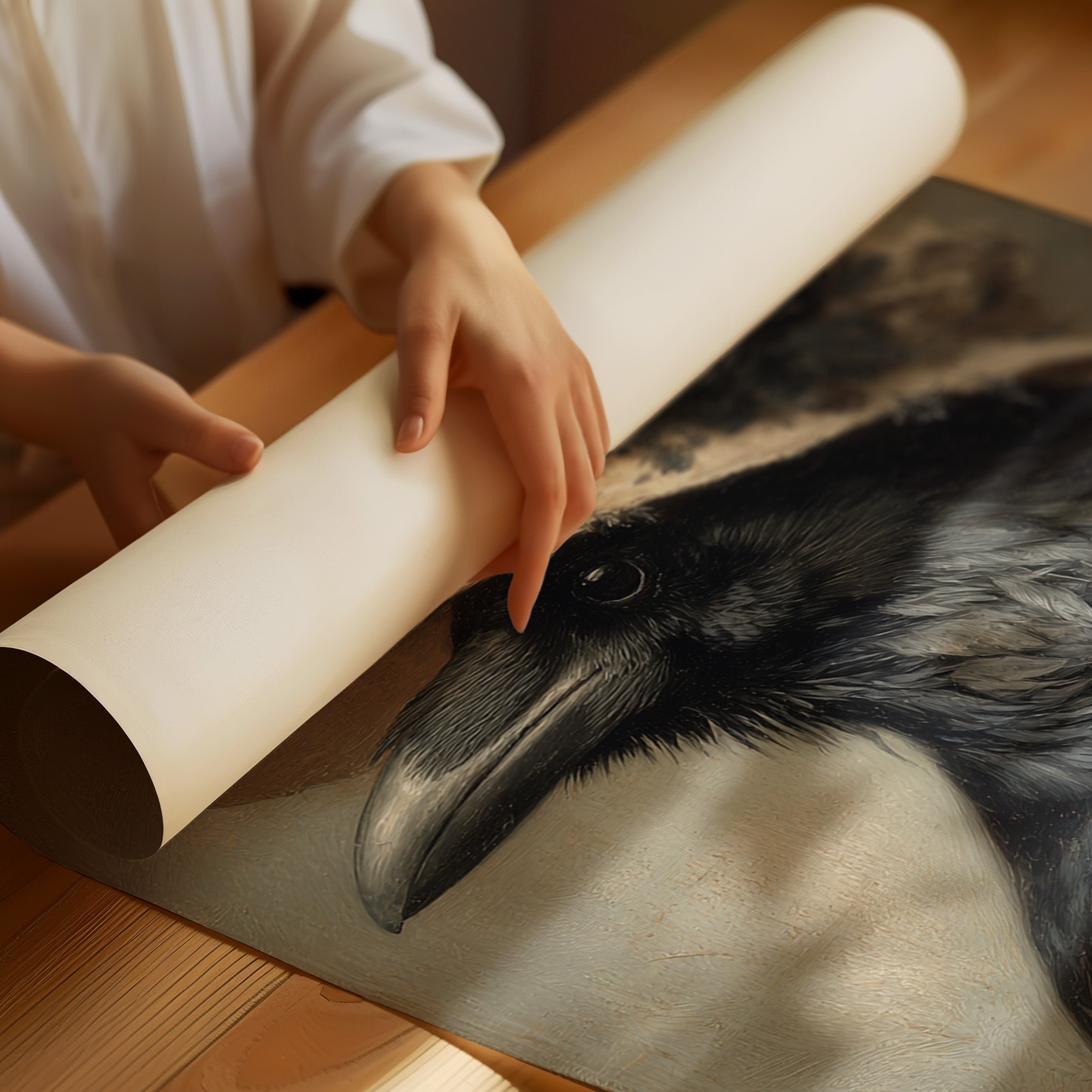 Regal Raven in a Floral Hat