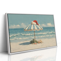 Santa Hat on Beach Umbrella