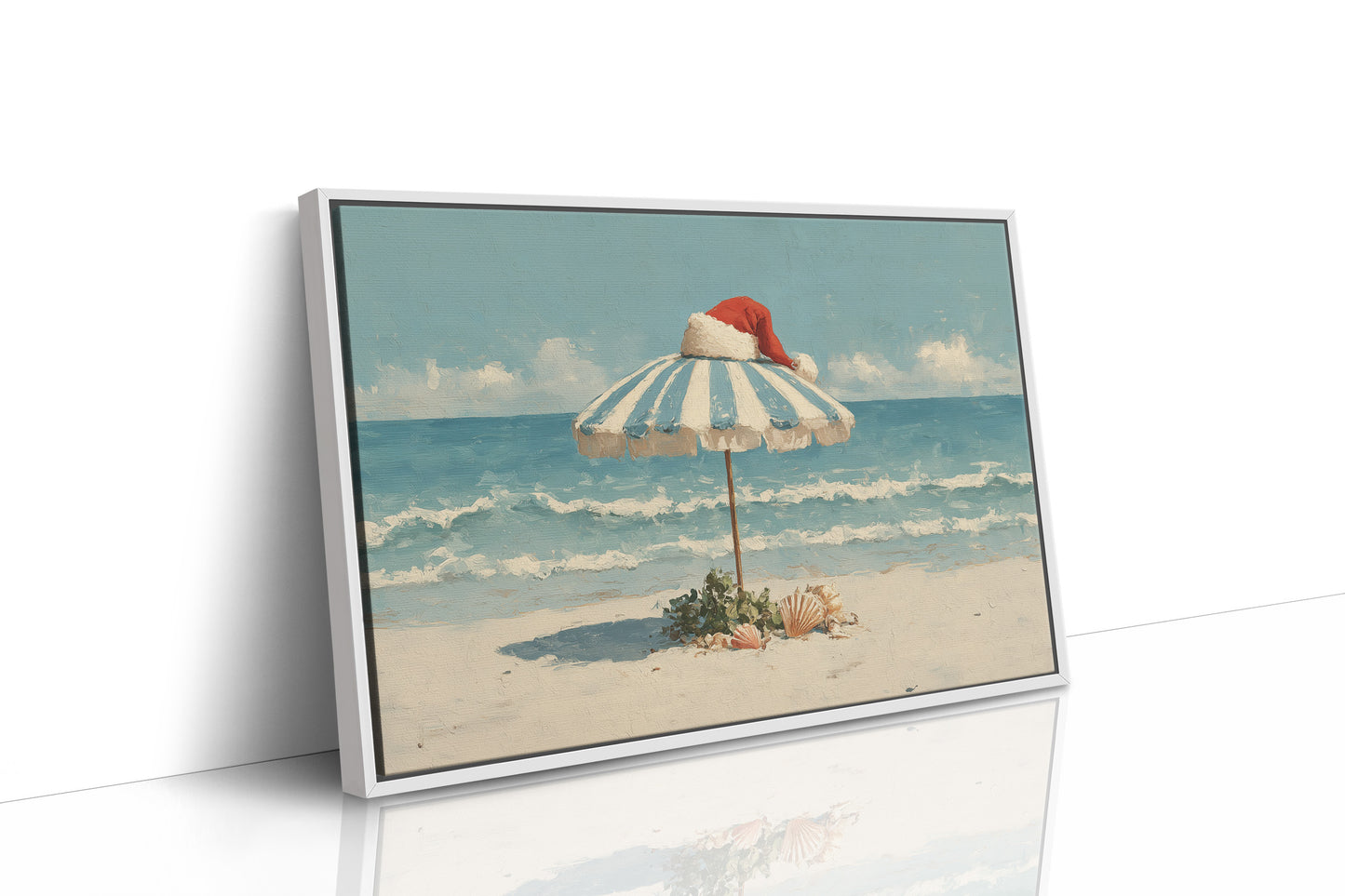 Santa Hat on Beach Umbrella