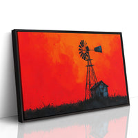 Windmill Silhouette at Blazing Dusk