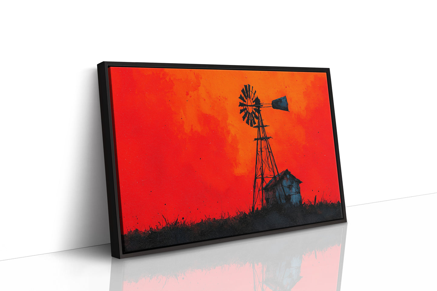 Windmill Silhouette at Blazing Dusk