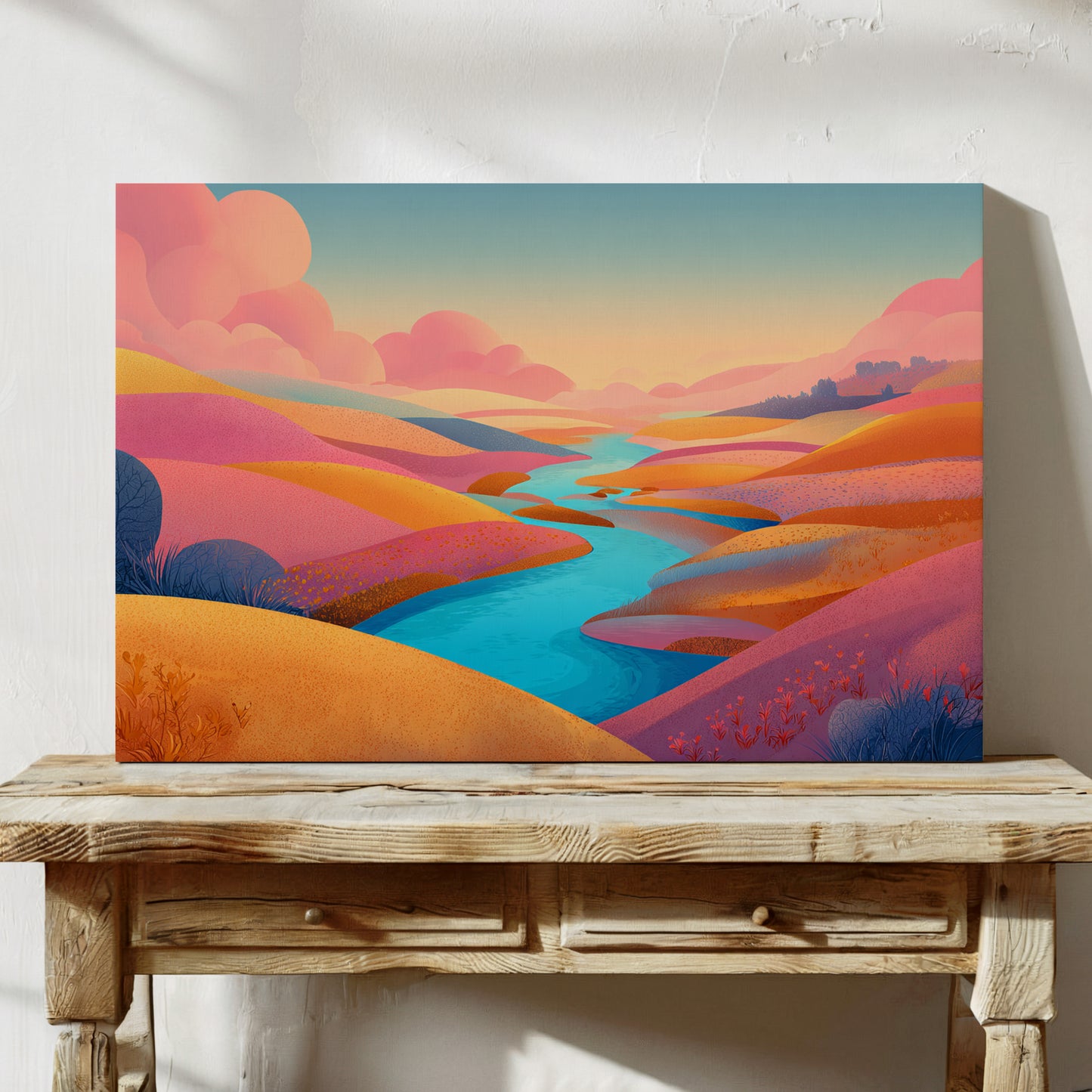 Turquoise River Cuts Through Sunset