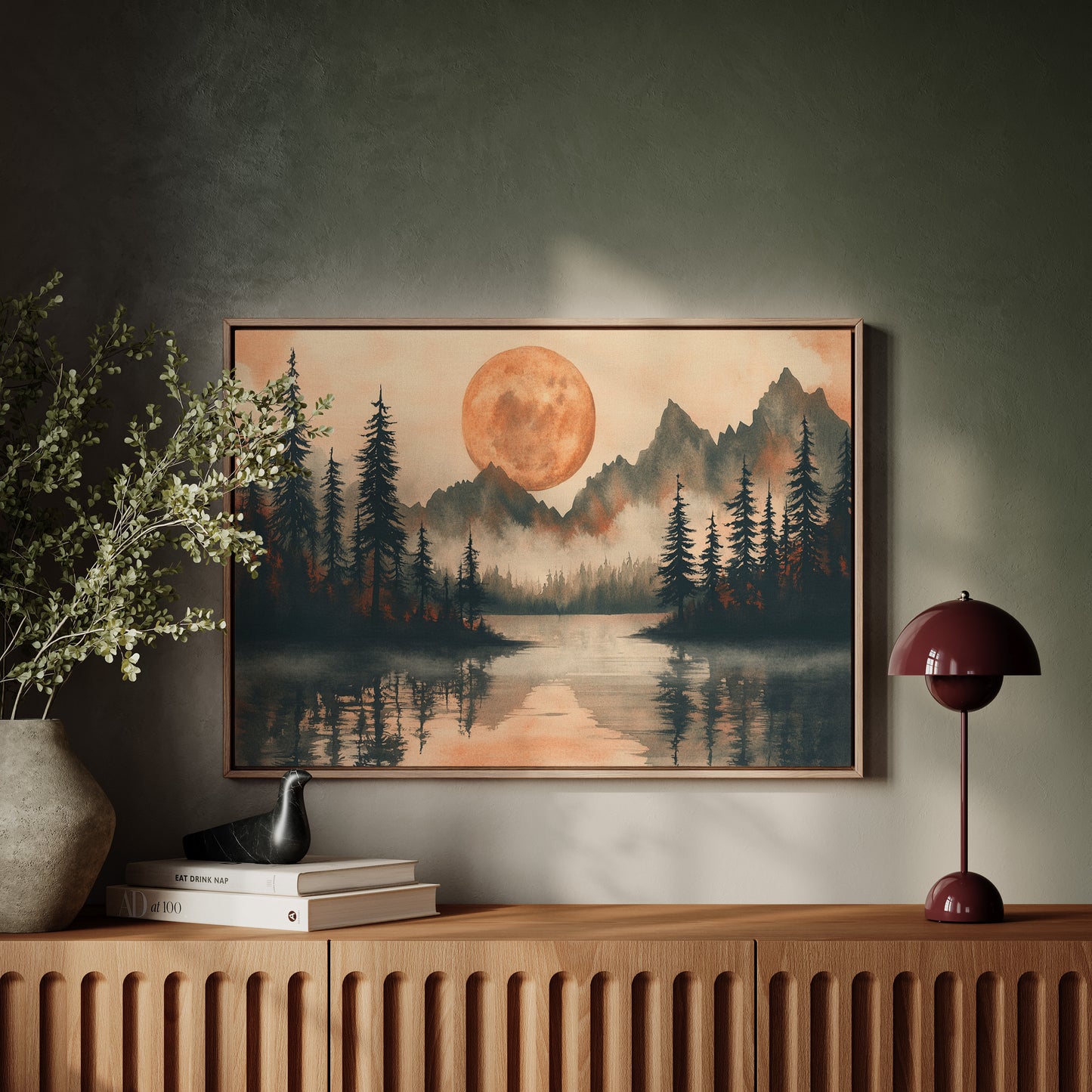 Copper Moon Bathes Mountain Lake