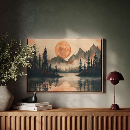 Copper Moon Bathes Mountain Lake