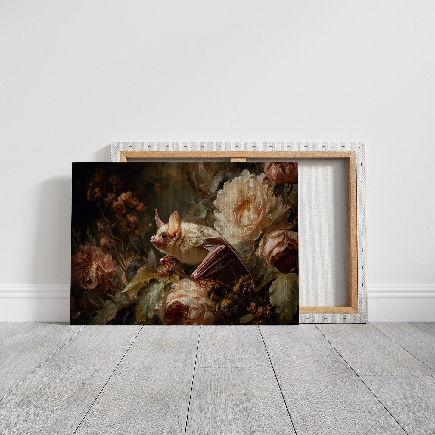 Pale Bat Among Vintage Blooms