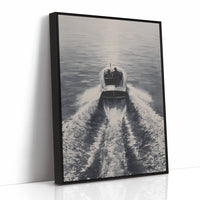 Speedboat Cuts Through Morning Fog