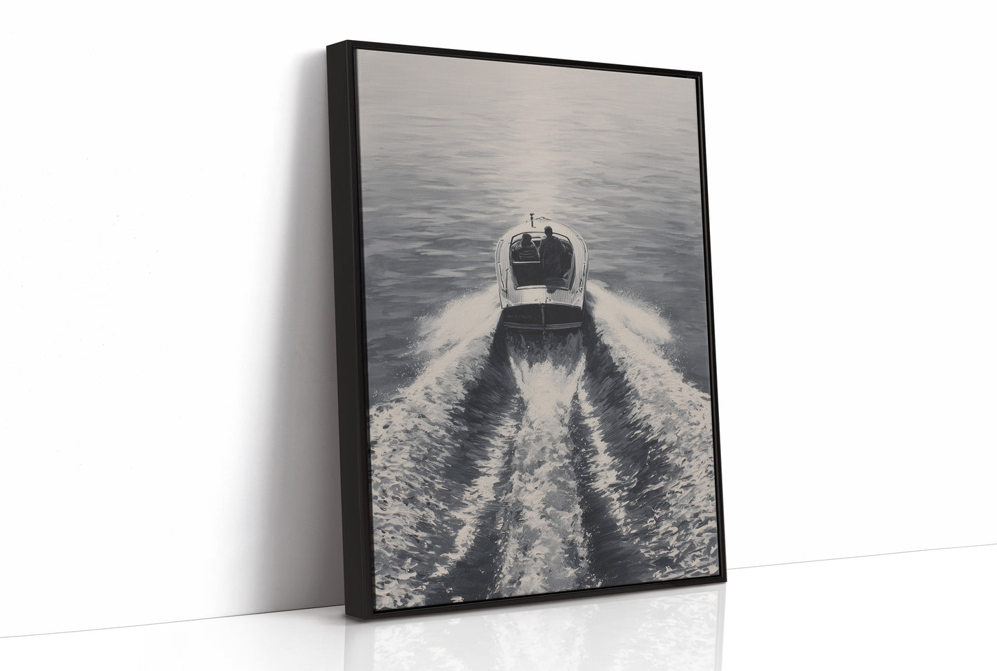 Speedboat Cuts Through Morning Fog