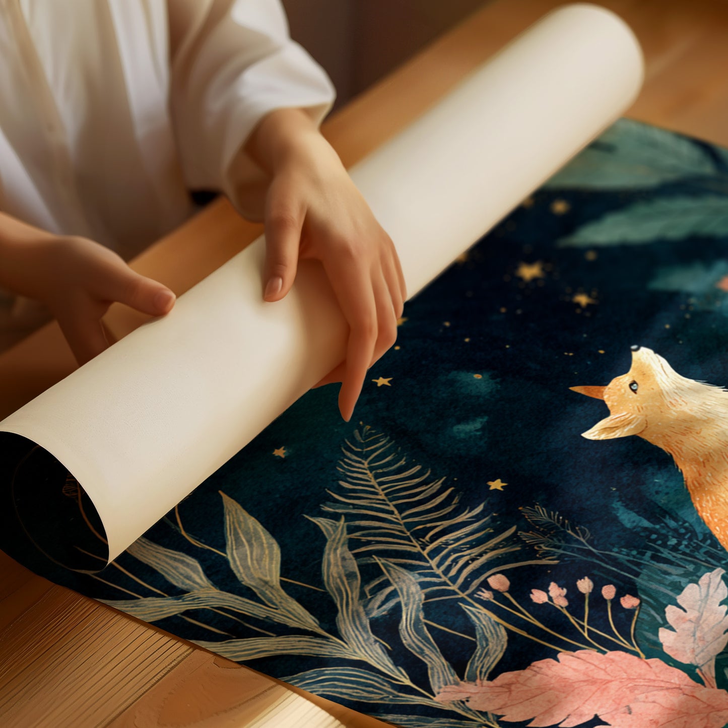 Fox Under a Starry Night