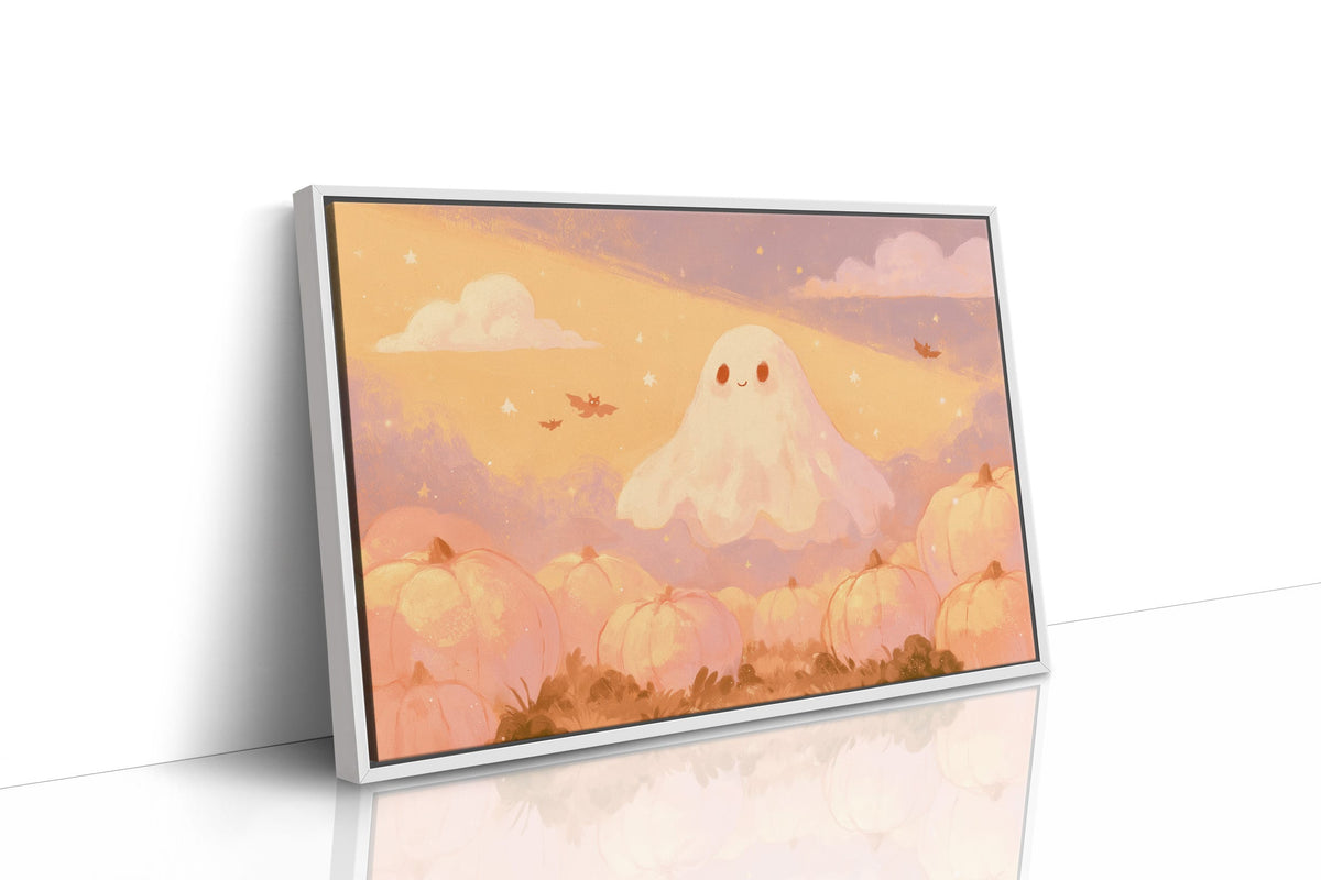 Sweet Ghost Over Pumpkin Field