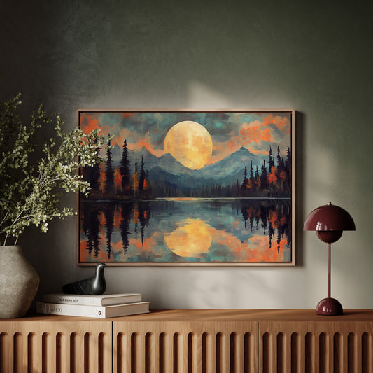 Moonlit Lake Mirrors Mountain Dreams